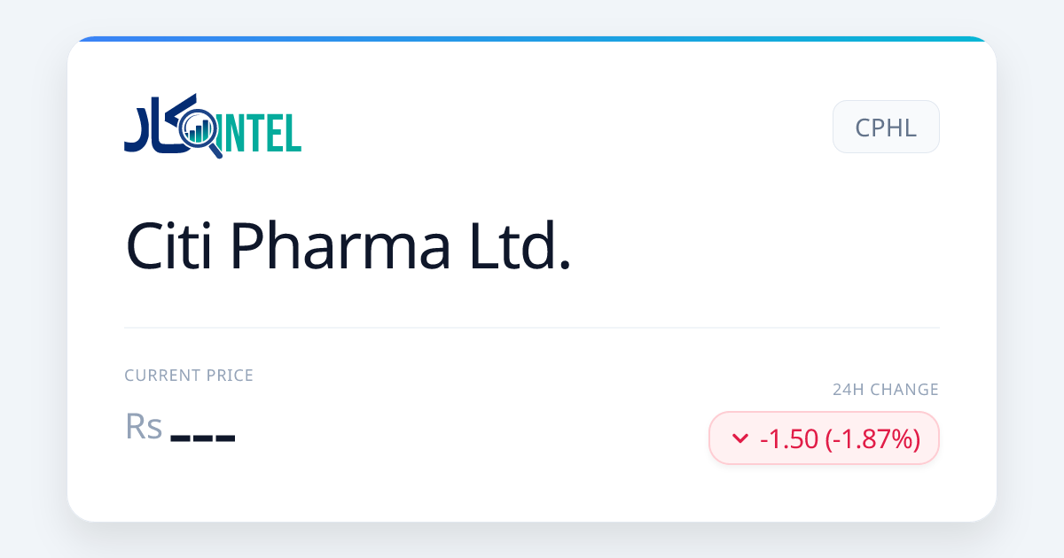 CPHL Rs 78.85 | Citi Pharma Ltd. Live Price PSX | InvestKaar Intel